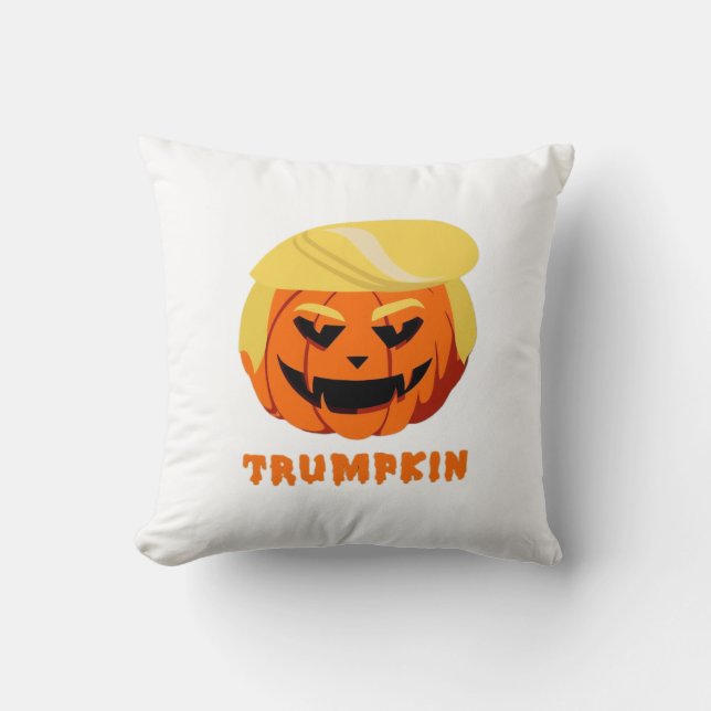 Trumpkin Halloween Throw Pillow (Front)