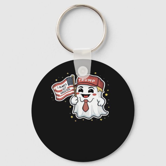 Trumpkin, I Always Get Ghosted, Halloween, Spooky, Keychain (Front)