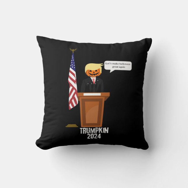 Trumpkin Let's Make Halloween Great Again Classic Throw Pillow (Front)