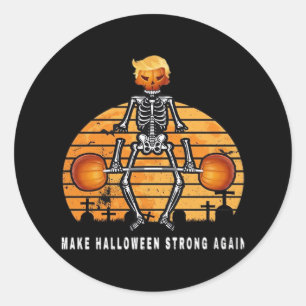 Trumpkin Make Halloween Again Gym Fitness Funny Classic Round Sticker