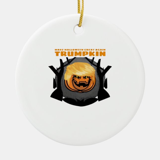 Trumpkin, Make Halloween Great Again Classic Ceramic Ornament (Front)