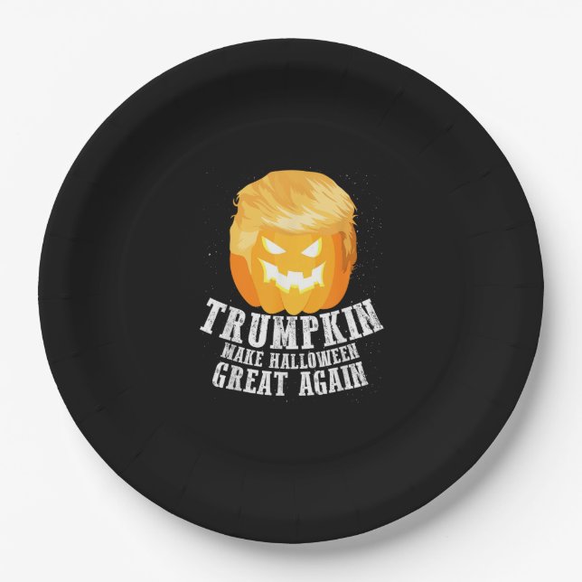 Trumpkin Make Halloween Great Again Costume – Funn Paper Plate (Front)