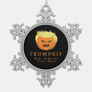 Trumpkin Make Halloween Great Again – Creepy Funny Snowflake Pewter Christmas Ornament