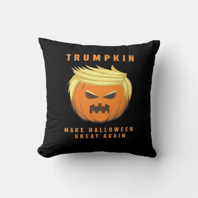Trumpkin Make Halloween Great Again Fitted Throw Pillow (Front)