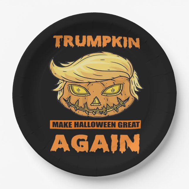 Trumpkin Make Halloween Great Again Funny Classic Paper Plate (Front)