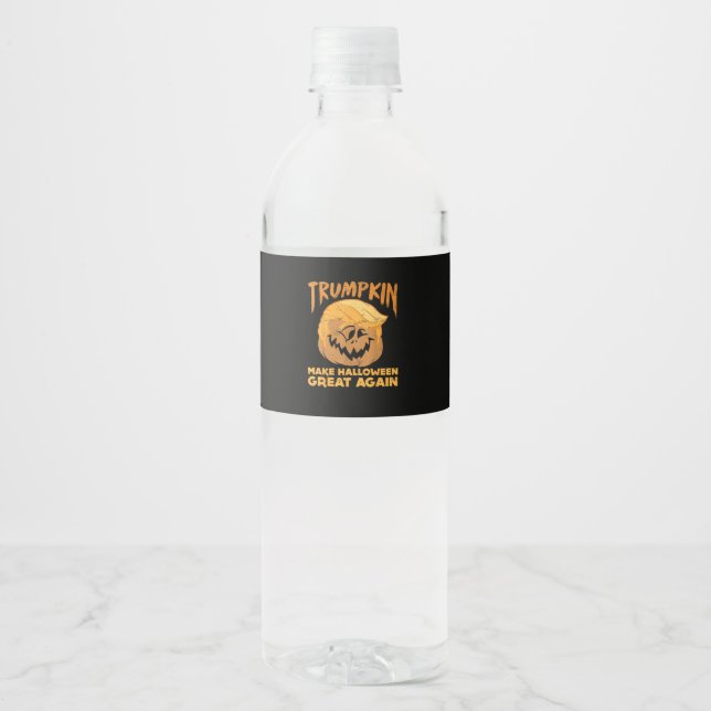 Trumpkin Make Halloween Great Again Funny Politica Water Bottle Label (Front)