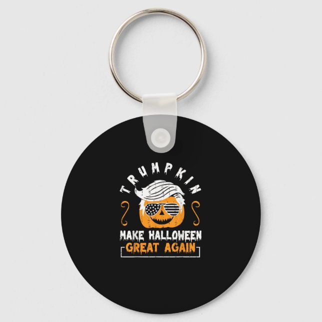 Trumpkin Make Halloween Great Again Funny Pumpkin  Keychain (Front)