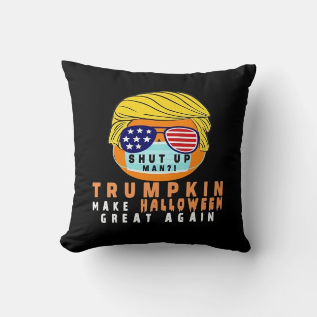 Trumpkin Make Halloween Great Again Funny Quaranti Throw Pillow (Front)