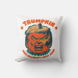 trumpkin make halloween great again funny throw pillow
