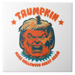 trumpkin make halloween great again funny tile