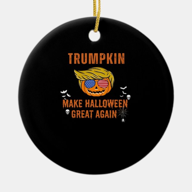Trumpkin Make Halloween Great Again,  Halloween Pu Ceramic Ornament (Front)