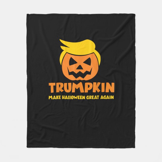 Trumpkin Make Halloween Great Again Jack O Lantern Fleece Blanket (Front)