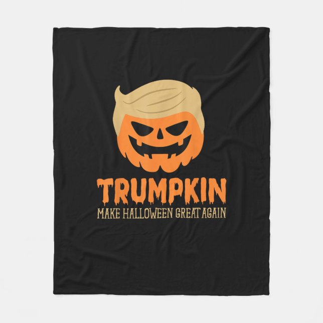 Trumpkin Make Halloween Great Again Jack O Lantern Fleece Blanket (Front)