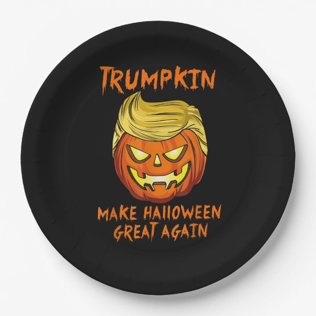 Trumpkin Make Halloween Great Again Jack O Lantern Paper Plate (Front)