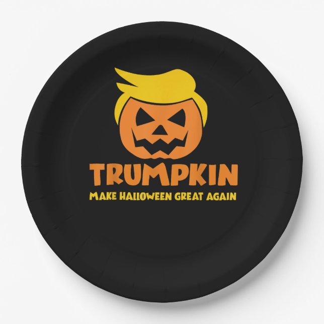 Trumpkin Make Halloween Great Again Jack O Lantern Paper Plate (Front)