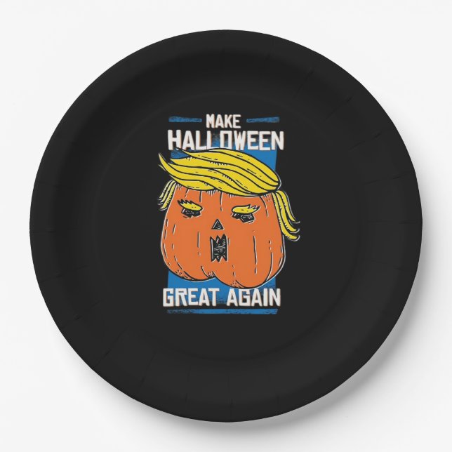 Trumpkin Make Halloween Great Again Paper Plate (Front)