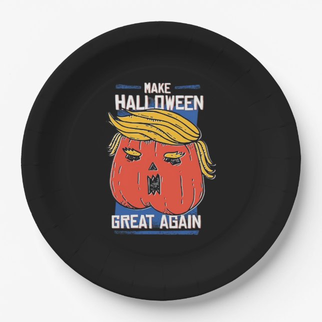 Trumpkin Make Halloween Great Again Pumpkin Paper Plate (Front)