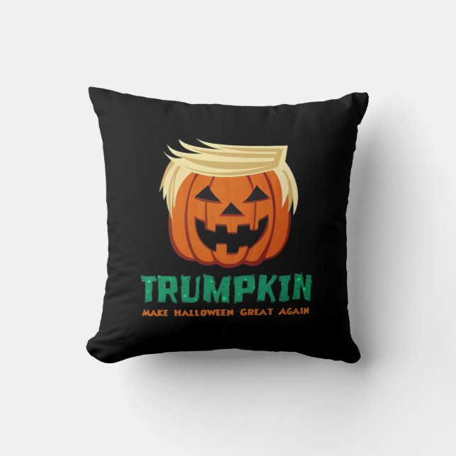 Trumpkin Make Halloween Great Again Quote Throw Pillow (Front)