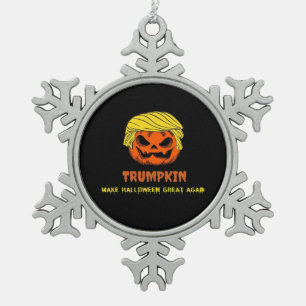 Trumpkin Make Halloween Great Again Short Funny Ha Snowflake Pewter Christmas Ornament