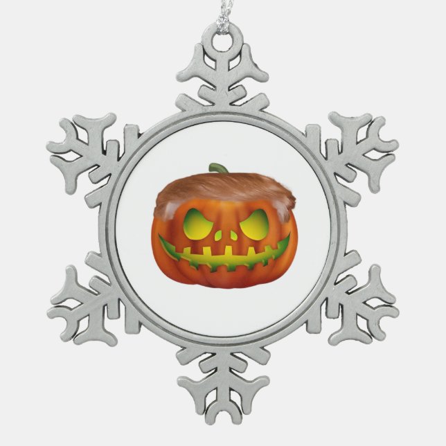 Trumpkin – Make Halloween Great Again Snowflake Pewter Christmas Ornament (Front)