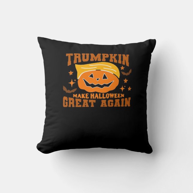 Trumpkin Make Halloween Great Again – Spooky Polit Throw Pillow (Front)