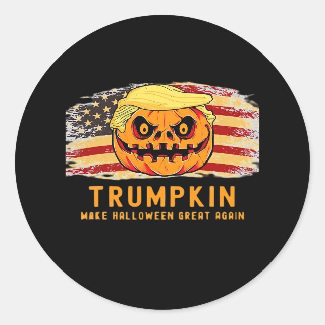 Trumpkin Make Halloween Great Again Us Flag Funny  Classic Round Sticker (Front)