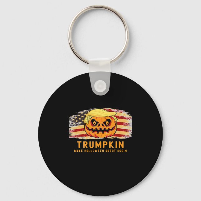 Trumpkin Make Halloween Great Again Us Flag Funny  Keychain (Front)