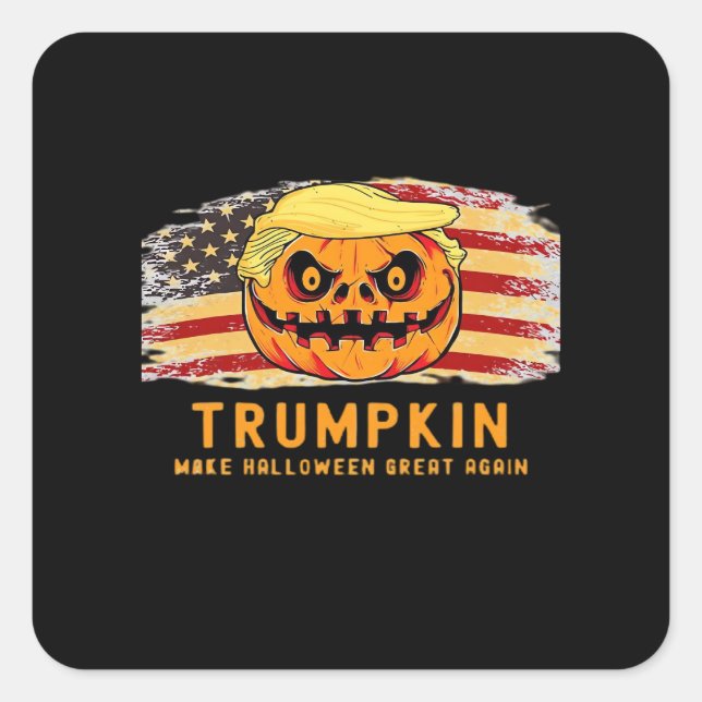 Trumpkin Make Halloween Great Again Us Flag Funny  Square Sticker (Front)