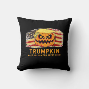 Trumpkin Make Halloween Great Again Us Flag Funny  Throw Pillow