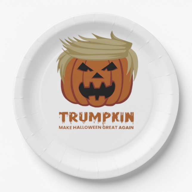 Trumpkin – Make Halloweens Great Again Funny Pumpk Paper Plate (Front)