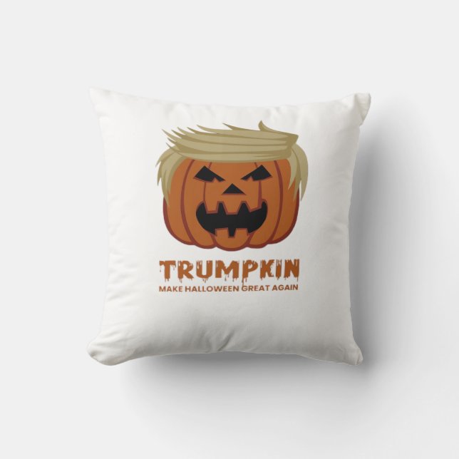 Trumpkin – Make Halloweens Great Again Funny Pumpk Throw Pillow (Front)