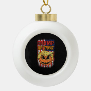 Trumpkin Or Treat Funny Halloween Trumpkin Ceramic Ball Christmas Ornament