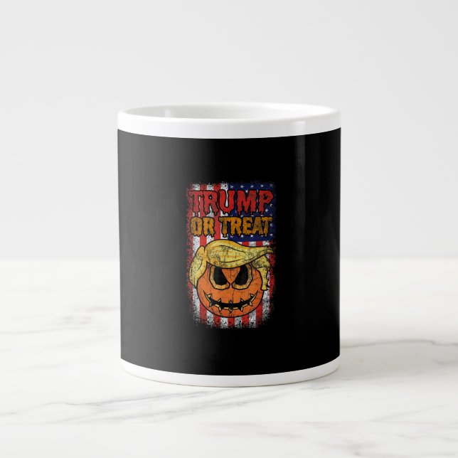 Trumpkin Or Treat Funny Halloween Trumpkin Large Coffee Mug (Front)