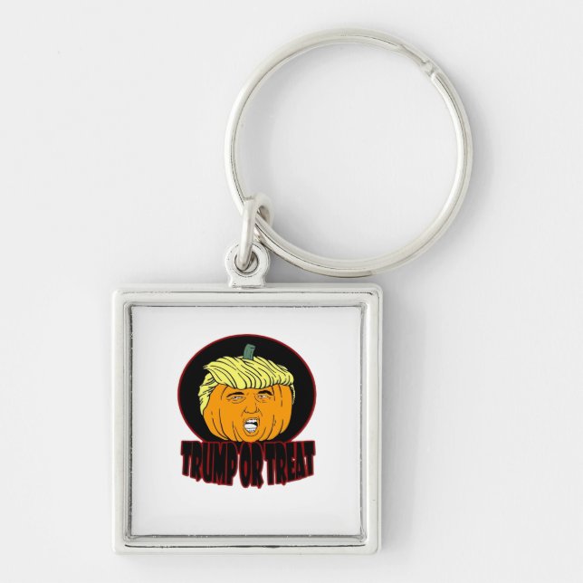 Trumpkin Or Treat Halloween Trumpkin Trick Or Trea Keychain (Front)