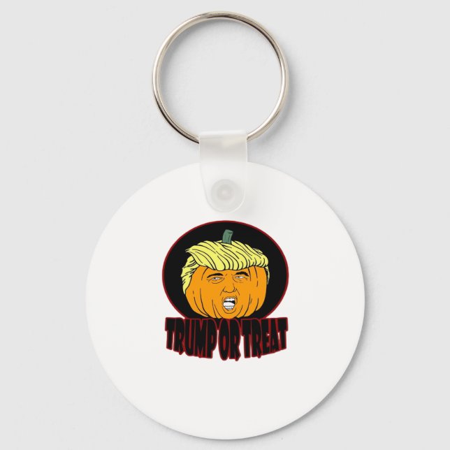 Trumpkin Or Treat Halloween Trumpkin Trick Or Trea Keychain (Front)