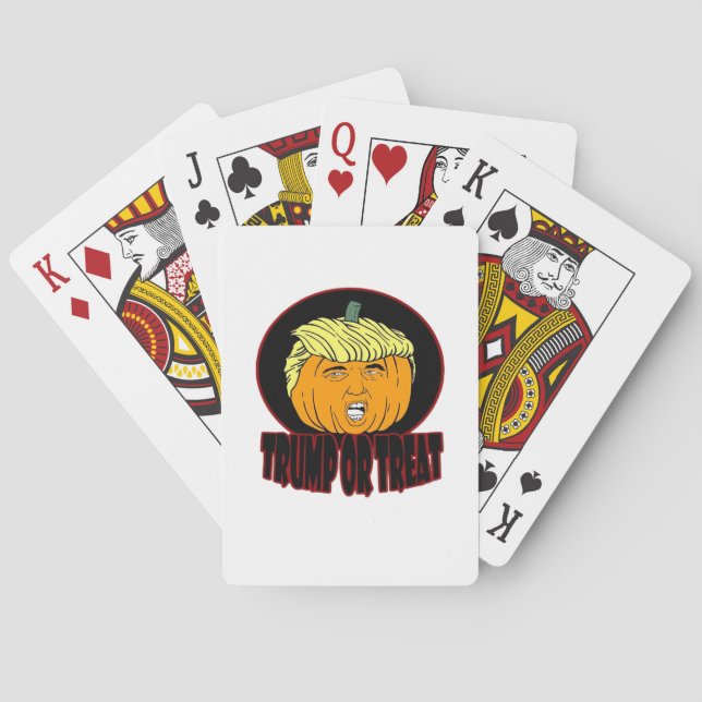 Trumpkin Or Treat Halloween Trumpkin Trick Or Trea Playing Cards (Back)