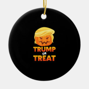 Trumpkin Or Treat Trumpkin Halloween Costume Ceramic Ornament