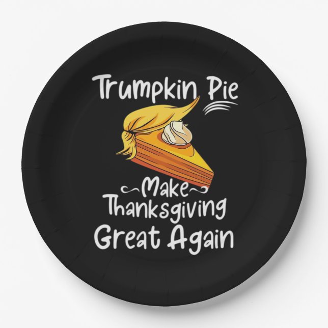 Trumpkin Pie Make Thanksgiving Great Again Basebal Paper Plate (Front)