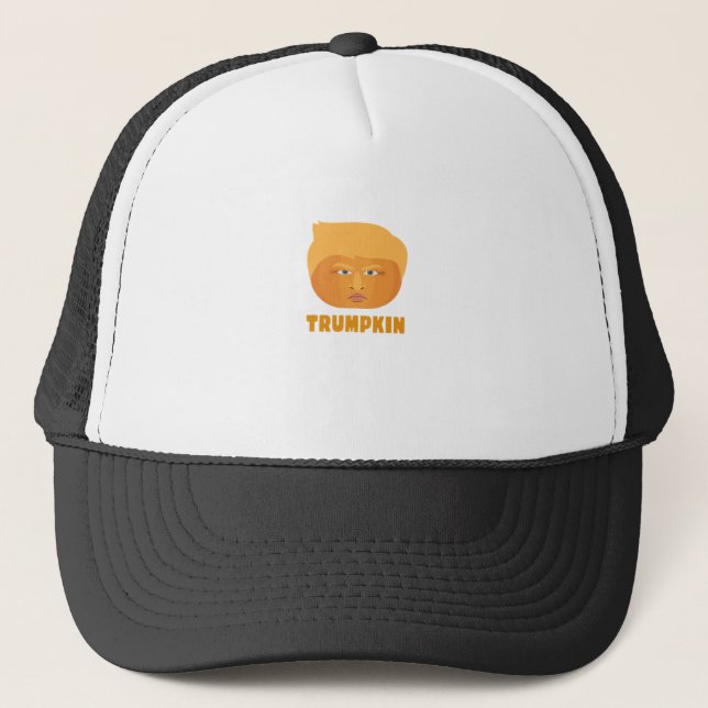 Trumpkin Pumpkin Funny Halloween Design Classic Trucker Hat (Front)