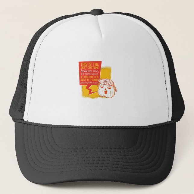 Trumpkin Pumpkin Funny Halloween Quote Trucker Hat (Front)