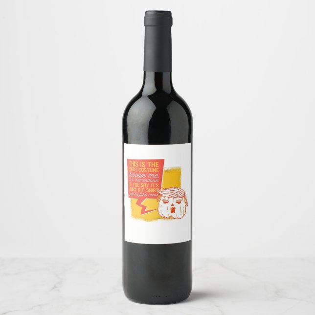 Trumpkin Pumpkin Funny Halloween Quote Wine Label (Front)