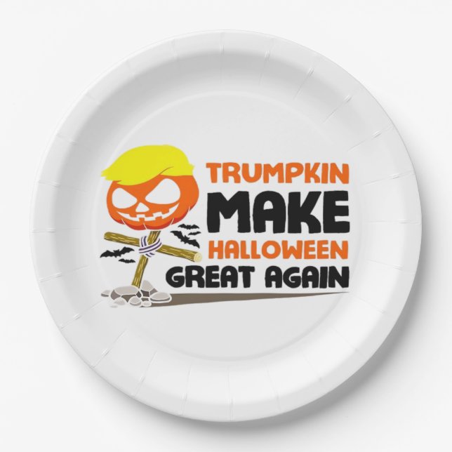 Trumpkin Pumpkin Halloween Classic Paper Plate (Front)