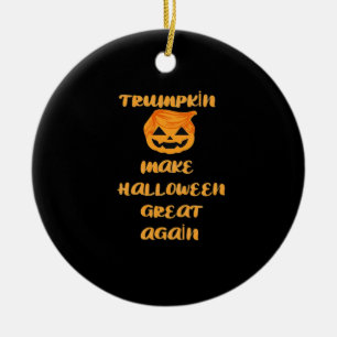 Trumpkin Pumpkin Halloween Design – Funny Autumn Q Ceramic Ornament