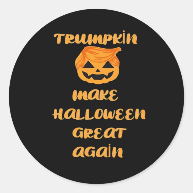Trumpkin Pumpkin Halloween Design – Funny Autumn Q Classic Round Sticker (Front)