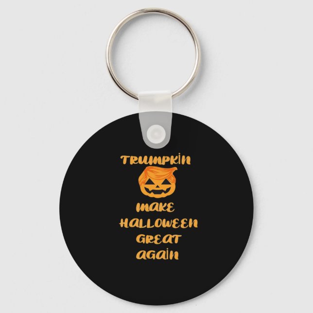 Trumpkin Pumpkin Halloween Design – Funny Autumn Q Keychain (Front)