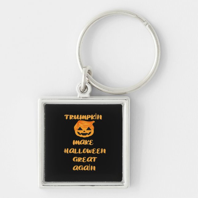 Trumpkin Pumpkin Halloween Design – Funny Autumn Q Keychain (Front)