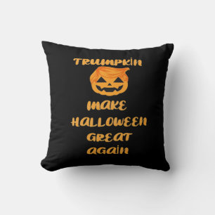 Trumpkin Pumpkin Halloween Design – Funny Autumn Q Throw Pillow