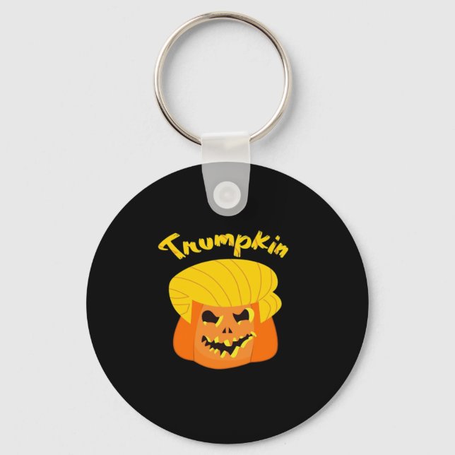 Trumpkin Pumpkin Halloween Design – Retro Slogan  Keychain (Front)