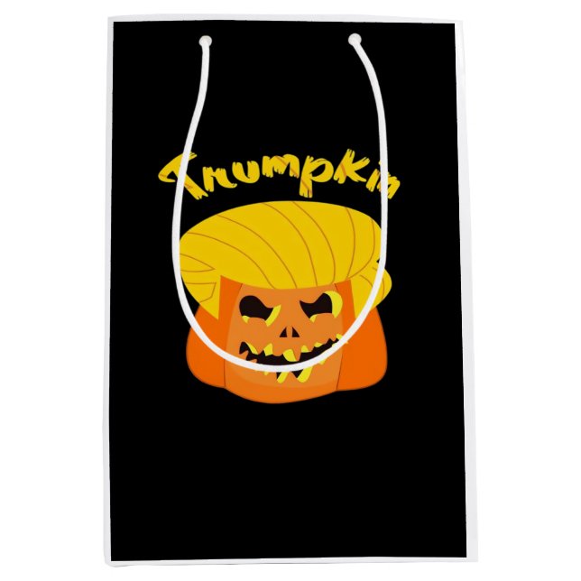 Trumpkin Pumpkin Halloween Design – Retro Slogan  Medium Gift Bag (Front)