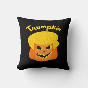 Trumpkin Pumpkin Halloween Design – Retro Slogan  Throw Pillow